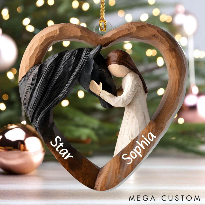 Personalized Horse Lover Custom Names Girl and Horse Gift Christmas Ornament