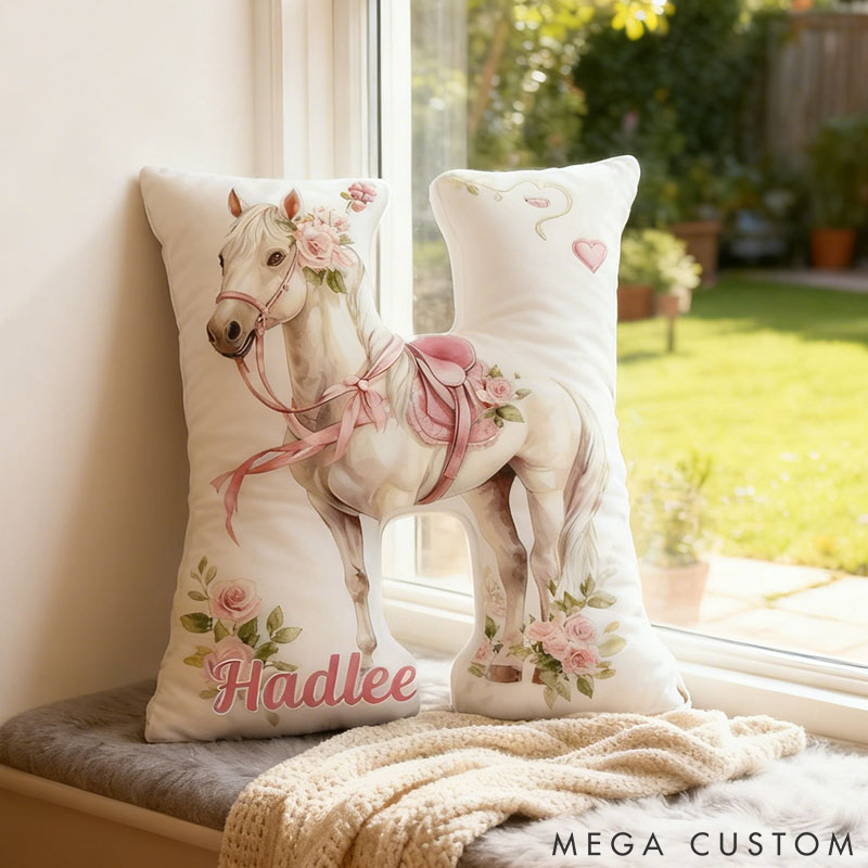 Personalized Horse Lover Flower Letter Pillow with Custom Name Graphic 3D Print