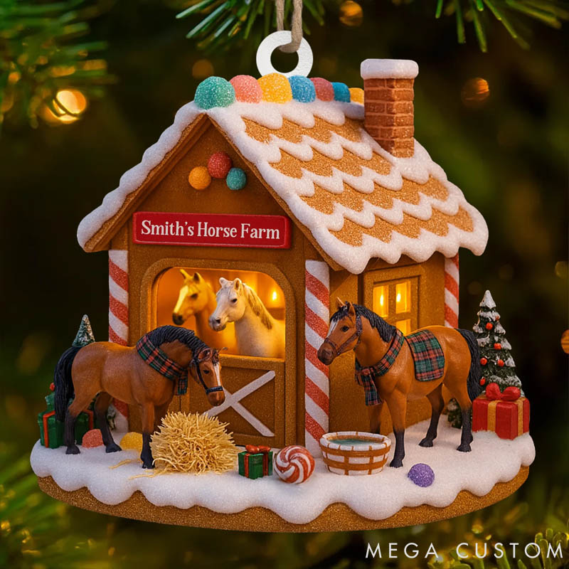 Personalized Horse Lover Horse Farm Christmas Ornament