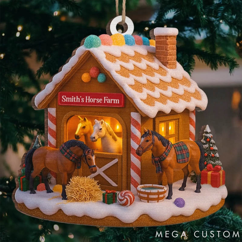 Personalized Horse Lover Horse Farm Christmas Ornament