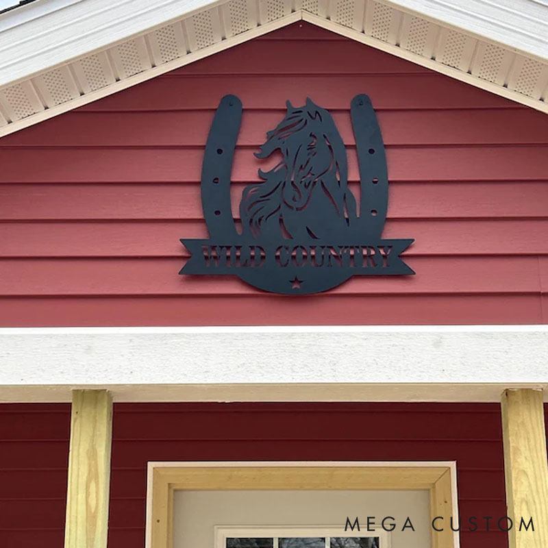 Personalized Horse Lover Horse Head Horseshoe Metal Sign