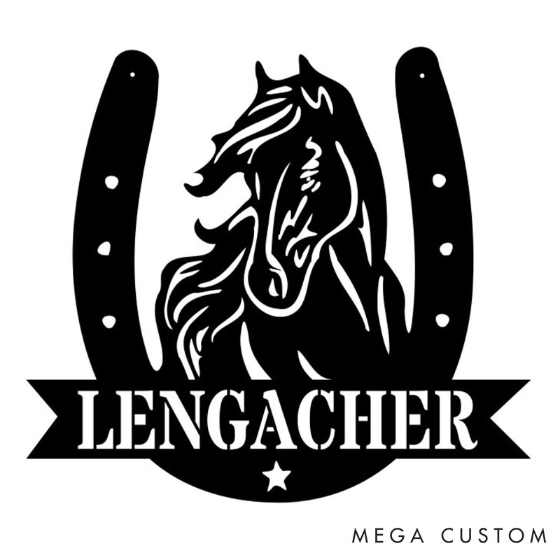 Personalized Horse Lover Horse Head Horseshoe Metal Sign