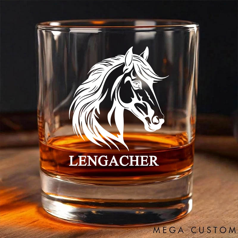 Personalized Horse Lover Horseshoes Horse Whiskey Decanter with Name Bar Accessory