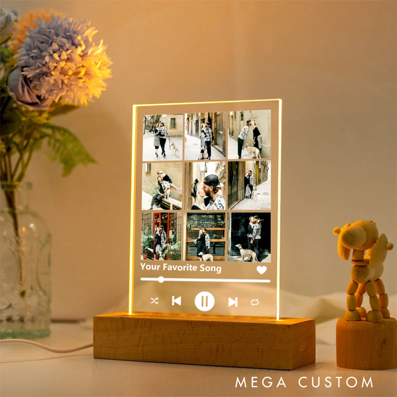 Personalized Photo Night Light and Photo Collage LED Light and  Anniversary Gift and Birthday Gift for Friends Couple and Valentines Gifts