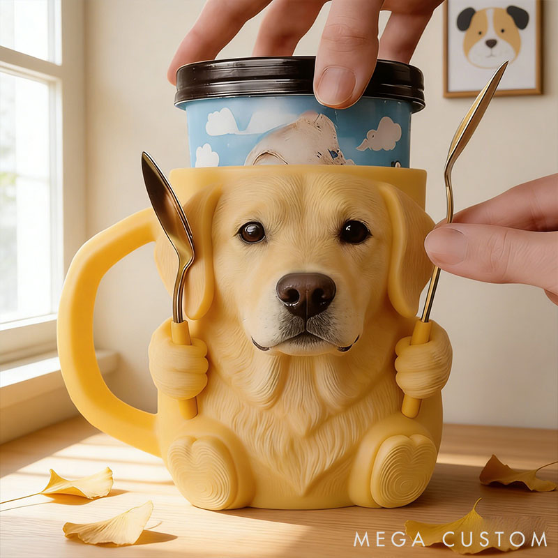Personalized Labrador Retriever Ice Cream Pint Holder 3D Printed with Spoon Slots & Snack Drawer for Pet Pet Lover For Dog Lover