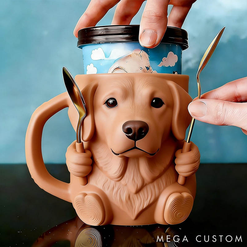Personalized Labrador Retriever Ice Cream Pint Holder 3D Printed with Spoon Slots & Snack Drawer for Pet Pet Lover For Dog Lover