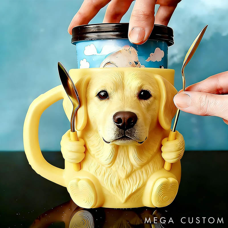 Personalized Labrador Retriever Ice Cream Pint Holder 3D Printed with Spoon Slots & Snack Drawer for Pet Pet Lover For Dog Lover