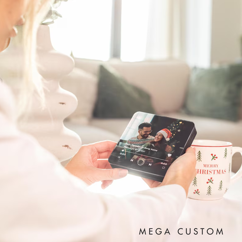 Personalized Light-Up Fridge Music Magnet and Plays Custom Song and Photo Album Cover Unique Gift for Him and Music Lovers and Home Decor Accessory