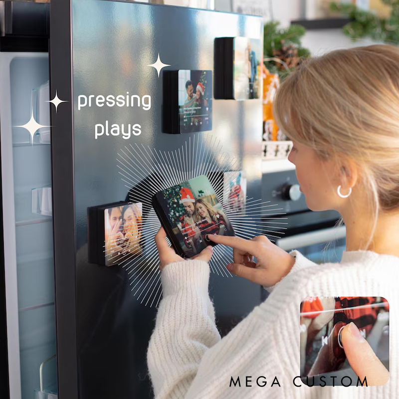 Personalized Light-Up Fridge Music Magnet and Plays Custom Song and Photo Album Cover Unique Gift for Him and Music Lovers and Home Decor Accessory