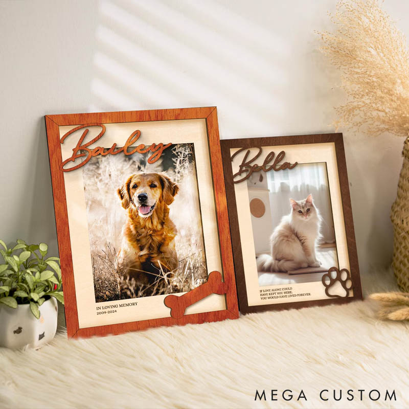 Personalized Memorial Dog Photo Frame with Name Gift for Pet Lover for Dog Lover