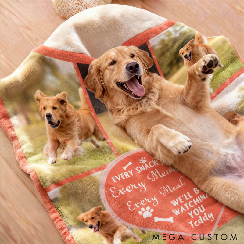 Personalized Multicolor Paw Print 8 Photos Soft Pet Blanket with Name Pet Supplies Birthday Gift for Pet Lovers