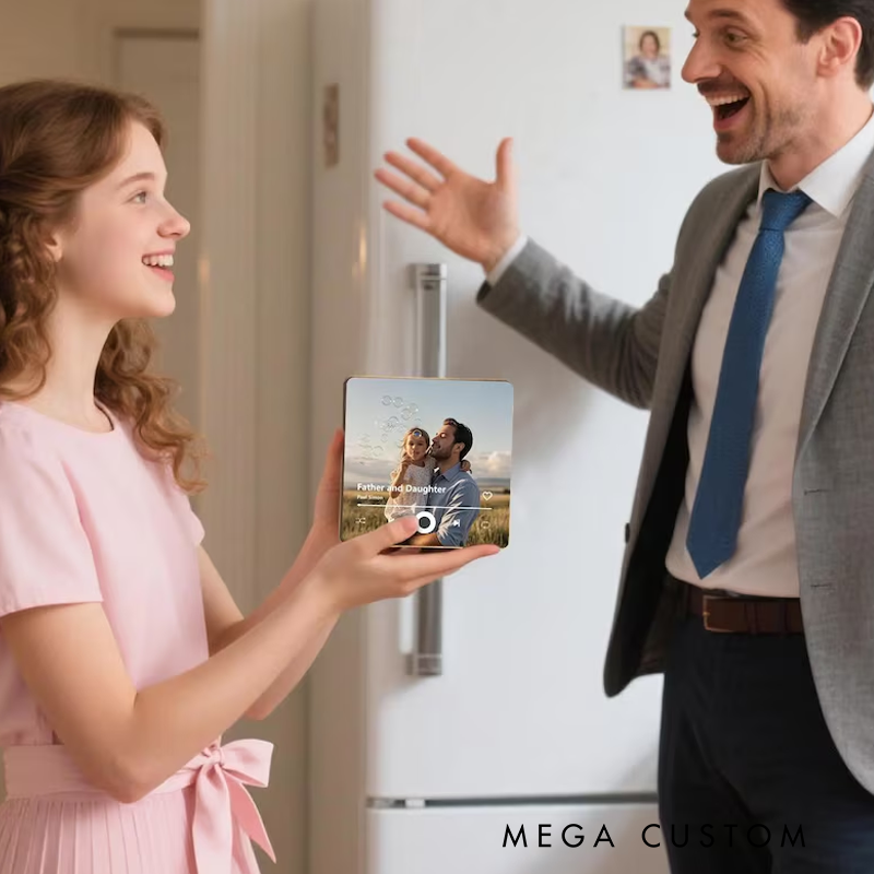 Personalized Music Fridge Magnet and Custom Photo Music Refrigerator Magnet and Play Song Music Box Ornament and Anniversary Christmas Gift