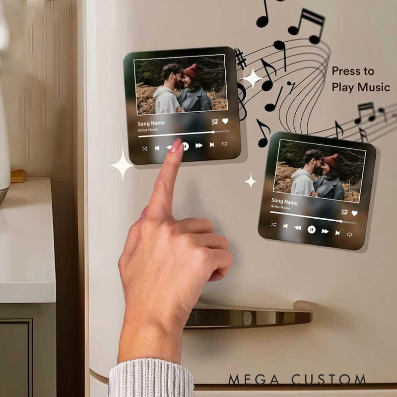 Personalized Music Fridge Magnet and Custom Photo & Song Album Music Magnet Happy Valentine's Day Gift Play Song Refrigerator Magnet Home Decor