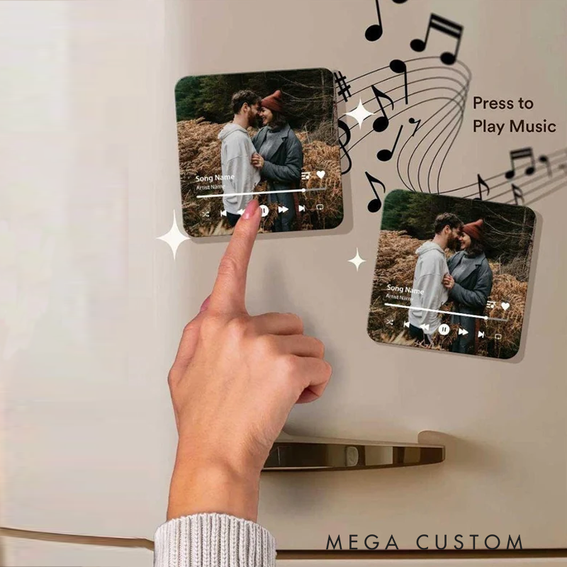 Personalized Music Fridge Magnet and Custom Photo & Song Album Music Magnet Happy Valentine's Day Play Song Refrigerator Magnet Home Decoration