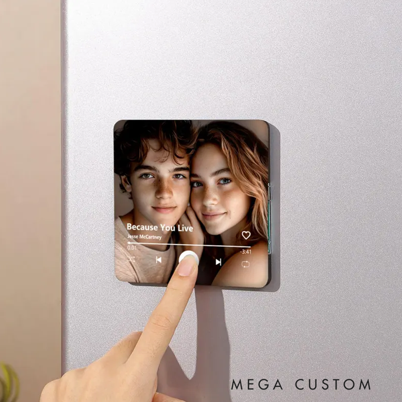 Personalized Music Fridge Magnet and Custom Photos & Music Refrigerator Magnet and Play Song Music Box and Photo Music Magnet and Birthday Gift for Him and Her