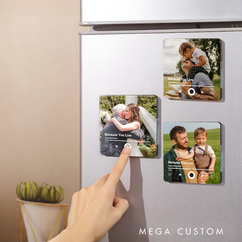 Personalized Music Fridge Magnet and Personalized Photo & Music Fridge Magnet and Play Whole Song Music Box and Anniversary Keepsake Gift for Him
