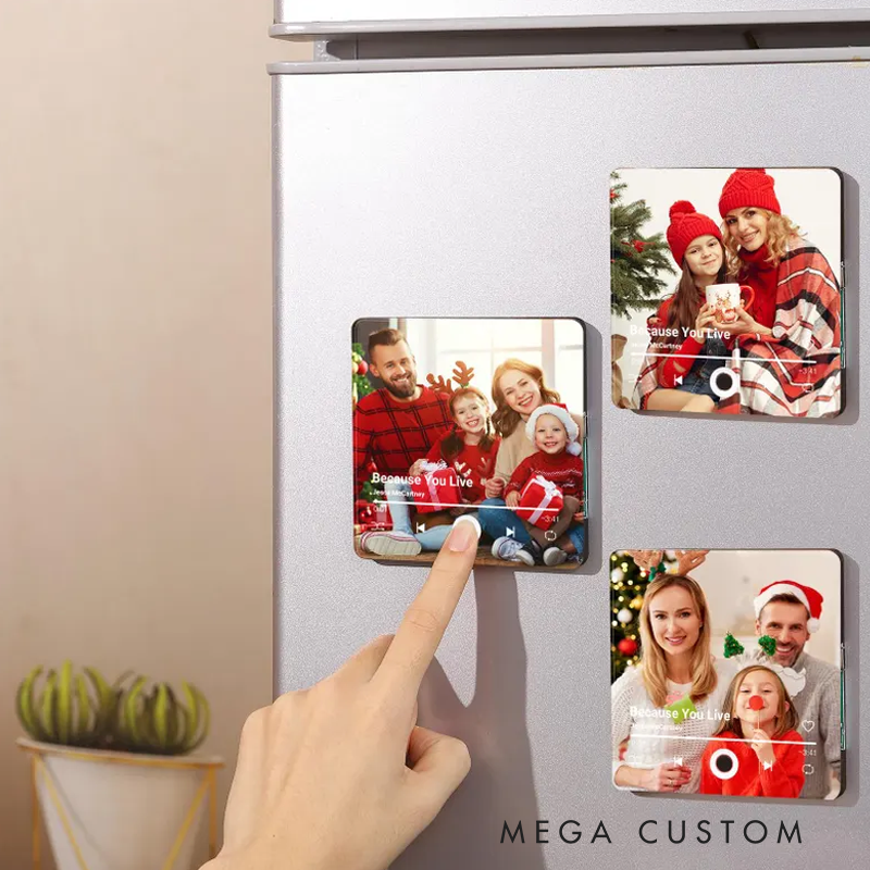 Personalized Music Fridge Magnet and Photo & Music Refrigerator Magnet and Photo Music Magnet and Play Song Music Box and Christmas Gift