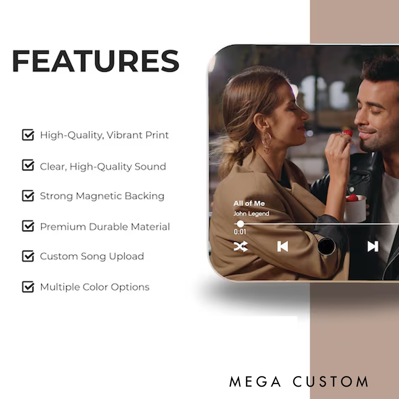 Personalized Music Gift Fridge Magnet and Valentines Day Gift and Anniversary Gift and Custom Photo Music Box and Music Box Play Song Gift