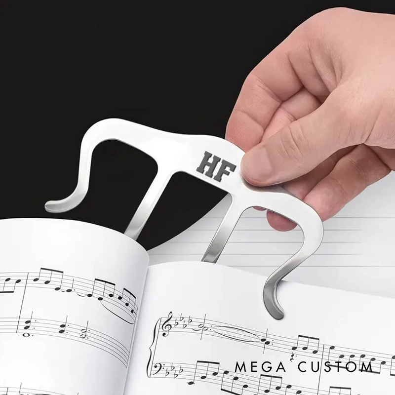 Personalized Music Note Page Holder and Custom Sheet Music Clip and Engraved Actual Handwriting Music Stand Accessory and Gift for Her Him Dad Mom