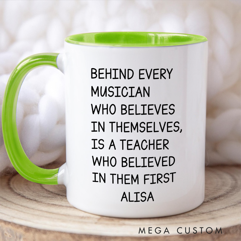 Personalized Music Teacher Gift Colored Mugs and Piano Teacher Gift and Music Coach Gift