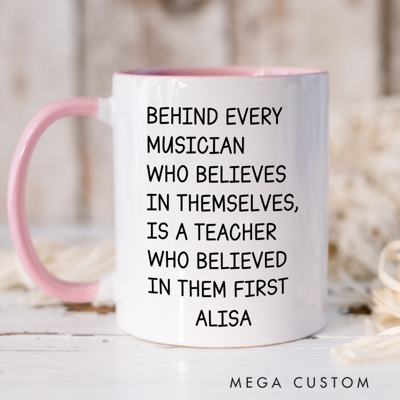 Personalized Music Teacher Gift Colored Mugs and Piano Teacher Gift and Music Coach Gift
