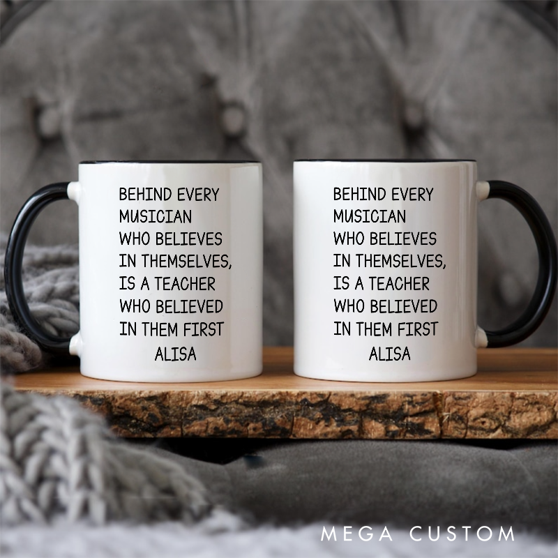 Personalized Music Teacher Gift Colored Mugs and Piano Teacher Gift and Music Coach Gift