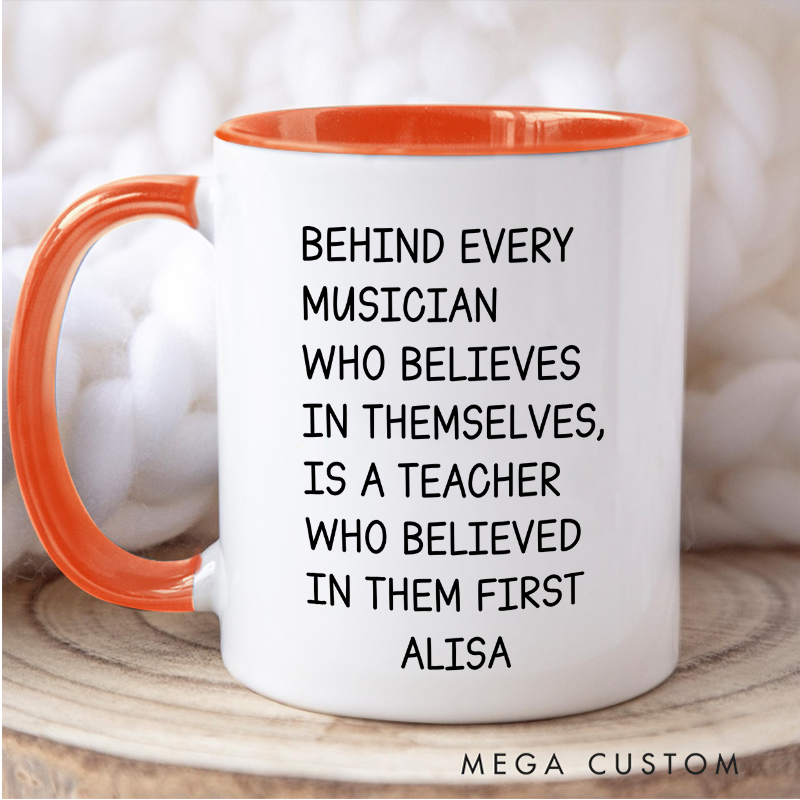 Personalized Music Teacher Gift Colored Mugs and Piano Teacher Gift and Music Coach Gift