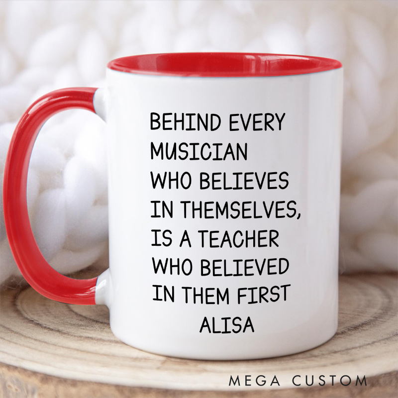 Personalized Music Teacher Gift Colored Mugs and Piano Teacher Gift and Music Coach Gift