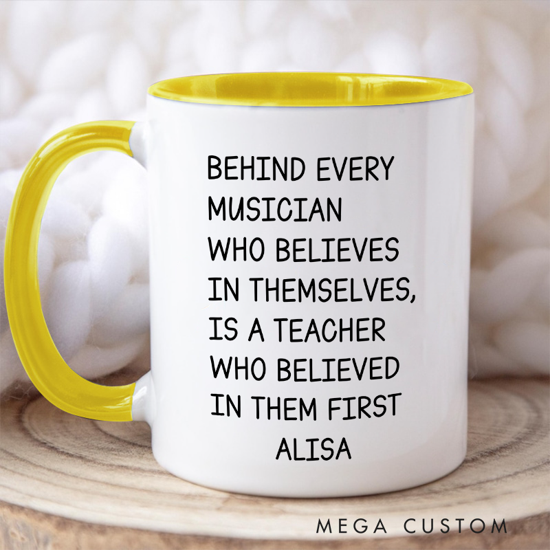 Personalized Music Teacher Gift Colored Mugs and Piano Teacher Gift and Music Coach Gift