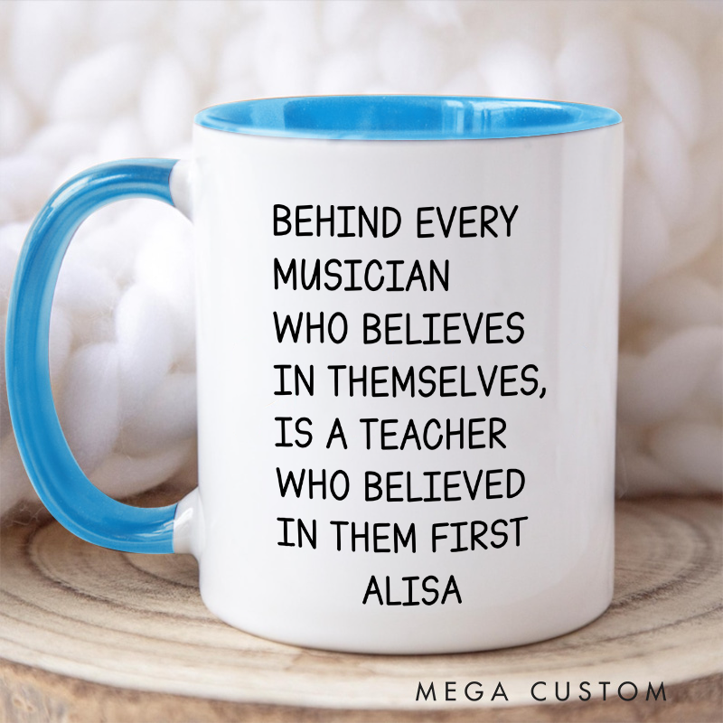 Personalized Music Teacher Gift Colored Mugs and Piano Teacher Gift and Music Coach Gift