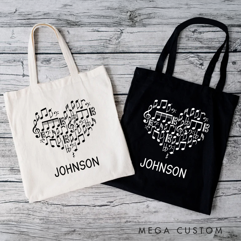 Personalized Music Teacher Student Bag with Name and Piano Gift and Musical Notes Bag