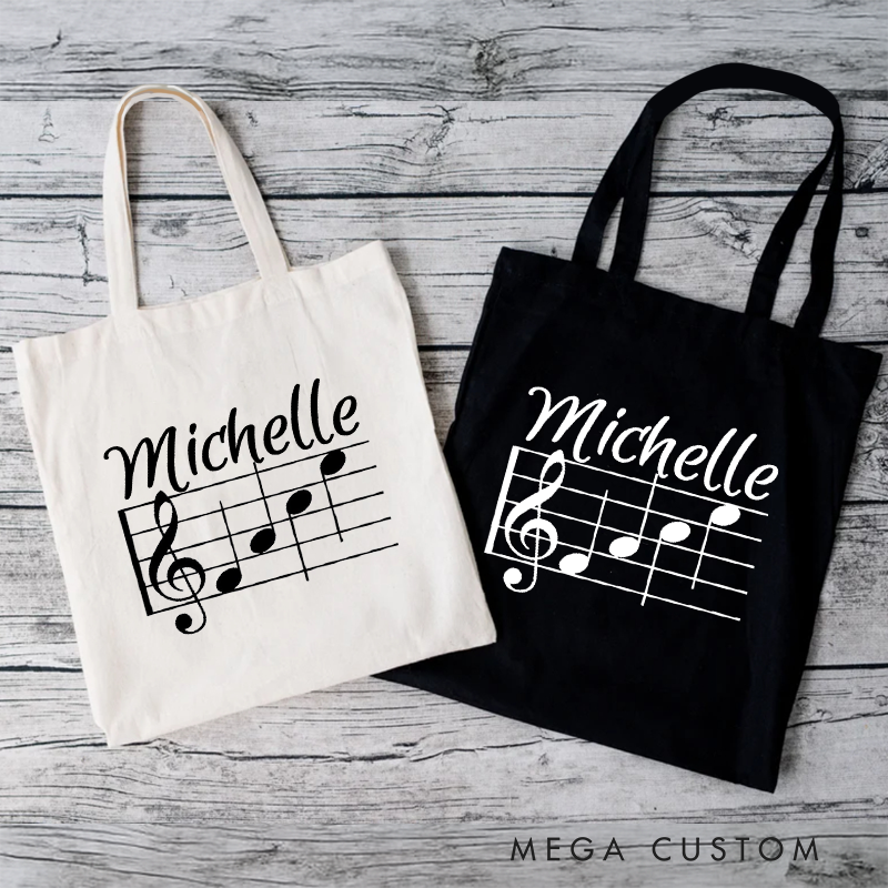 Personalized Music Tote Bag and Custom Music Bag and Piano Lesson Bag and Canvas Tote Bag and Music Birthday Gift