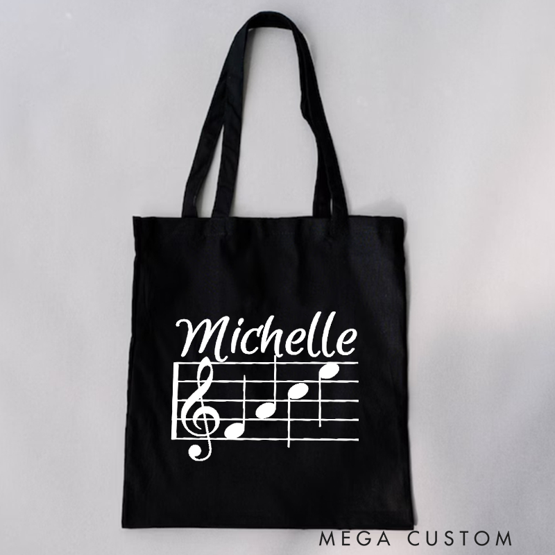 Personalized Music Tote Bag and Custom Music Bag and Piano Lesson Bag and Canvas Tote Bag and Music Birthday Gift