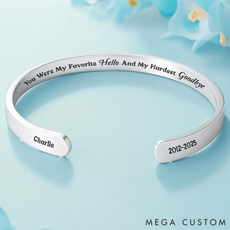 Personalized My Hardest Goodbye Bracelet Cuff Gift for Pet Lover For Dog Lover