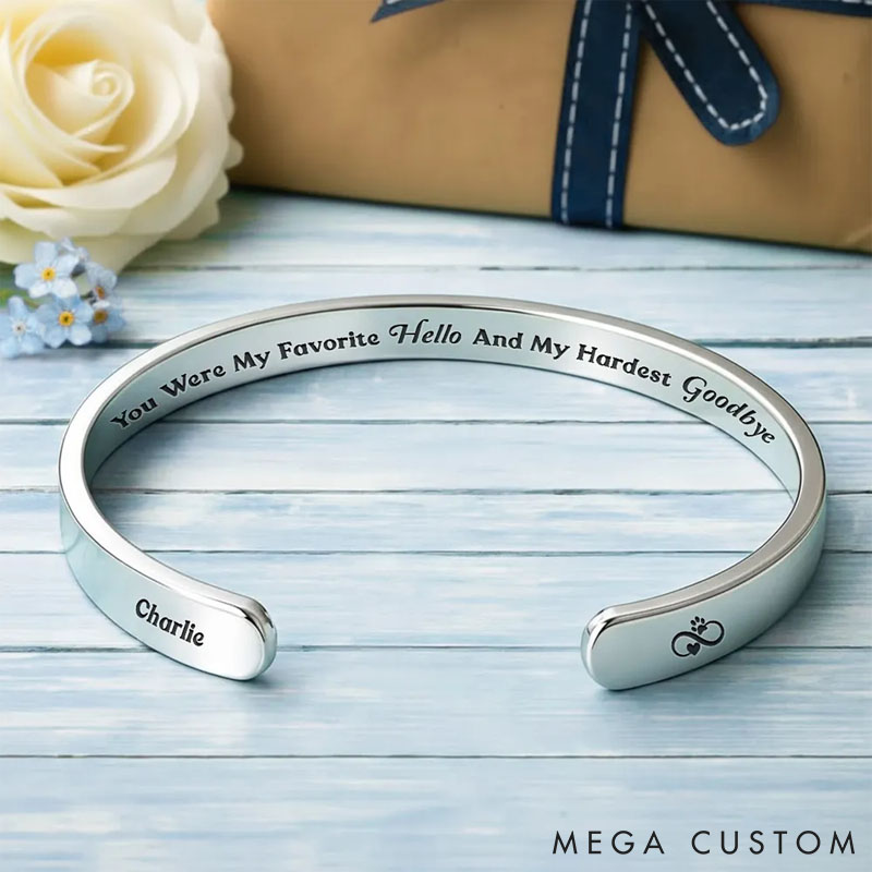Personalized My Hardest Goodbye Bracelet Cuff Gift for Pet Lover For Dog Lover
