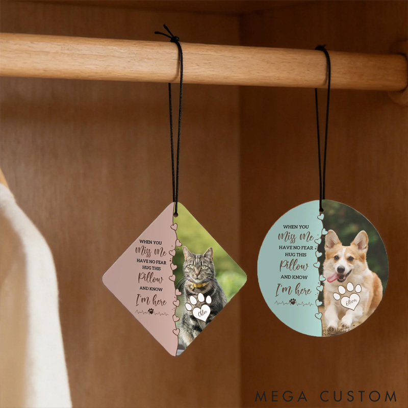 Personalized Paw Print Pet Photo Car Air Freshener Ornament with Name Car Interior Decor Sympathy Memorial Gift for Pet Owners Lovers