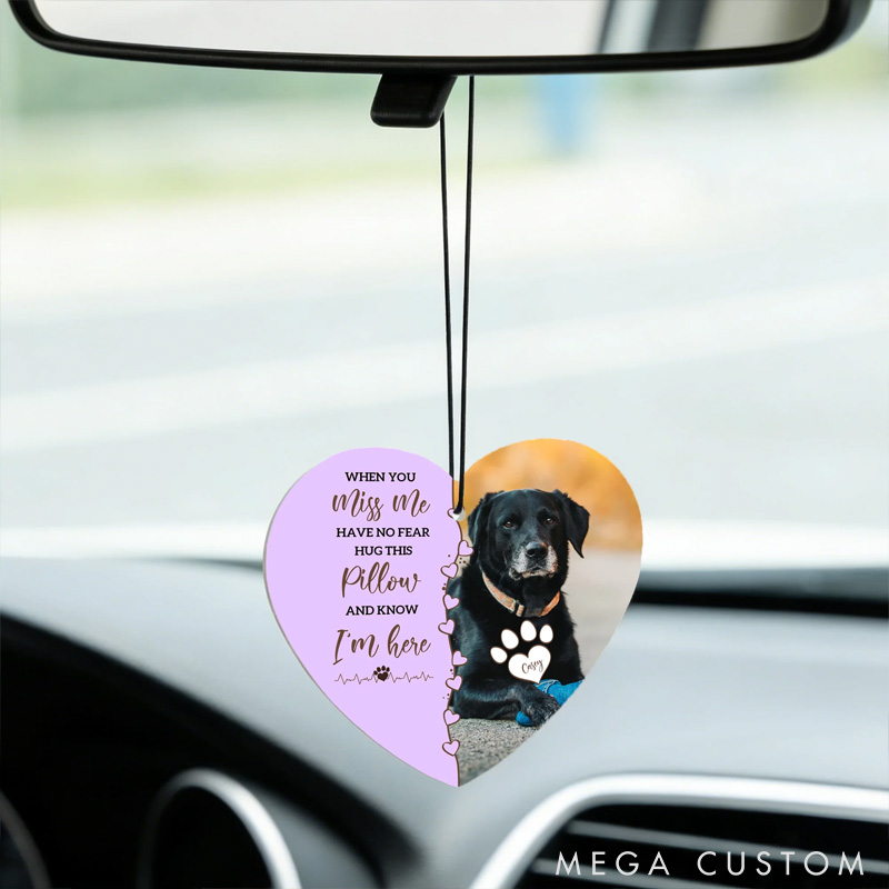 Personalized Paw Print Pet Photo Car Air Freshener Ornament with Name Car Interior Decor Sympathy Memorial Gift for Pet Owners Lovers
