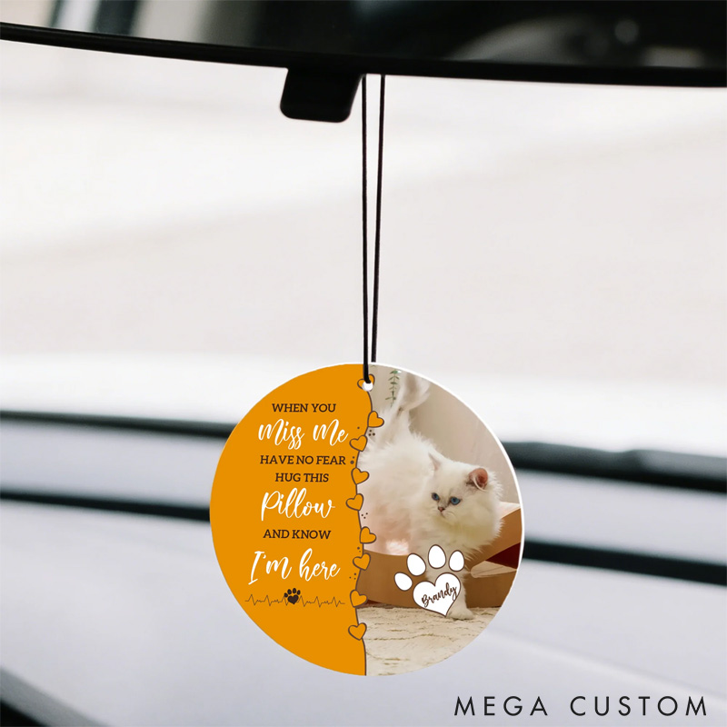 Personalized Paw Print Pet Photo Car Air Freshener Ornament with Name Car Interior Decor Sympathy Memorial Gift for Pet Owners Lovers