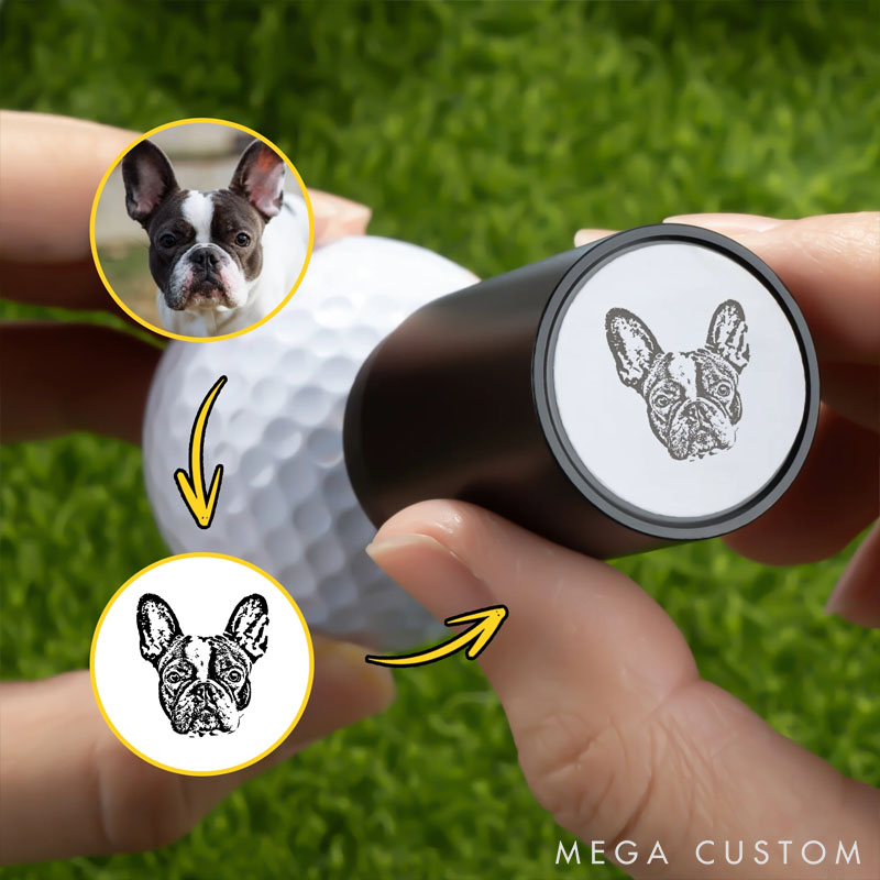 Personalized Pet Avatar Face Photo Golf Ball Stamp with Name Ball Identification Mark Birthday Club Training Gift for Golf Players Enthusiasts