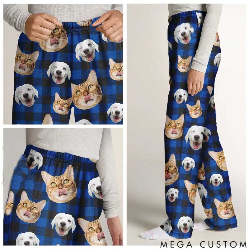 Personalized Pet Custom Photo Funny Dog Cat Pet Human Face Family Pajamas