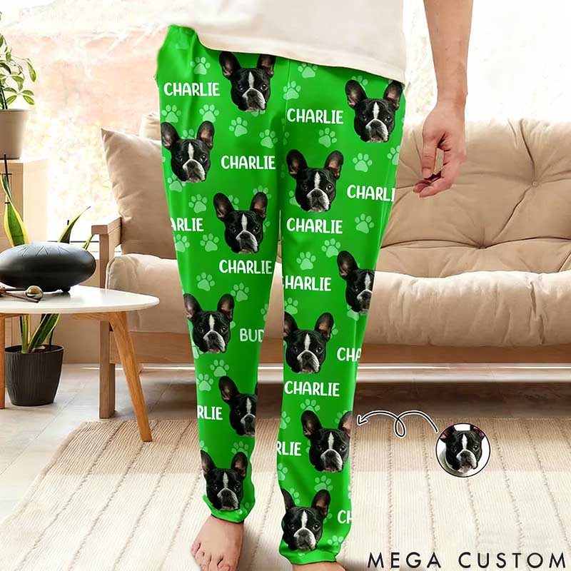 Personalized Pet Custom Photo Funny Pet Face Pattern Dog Cat Family Pajamas