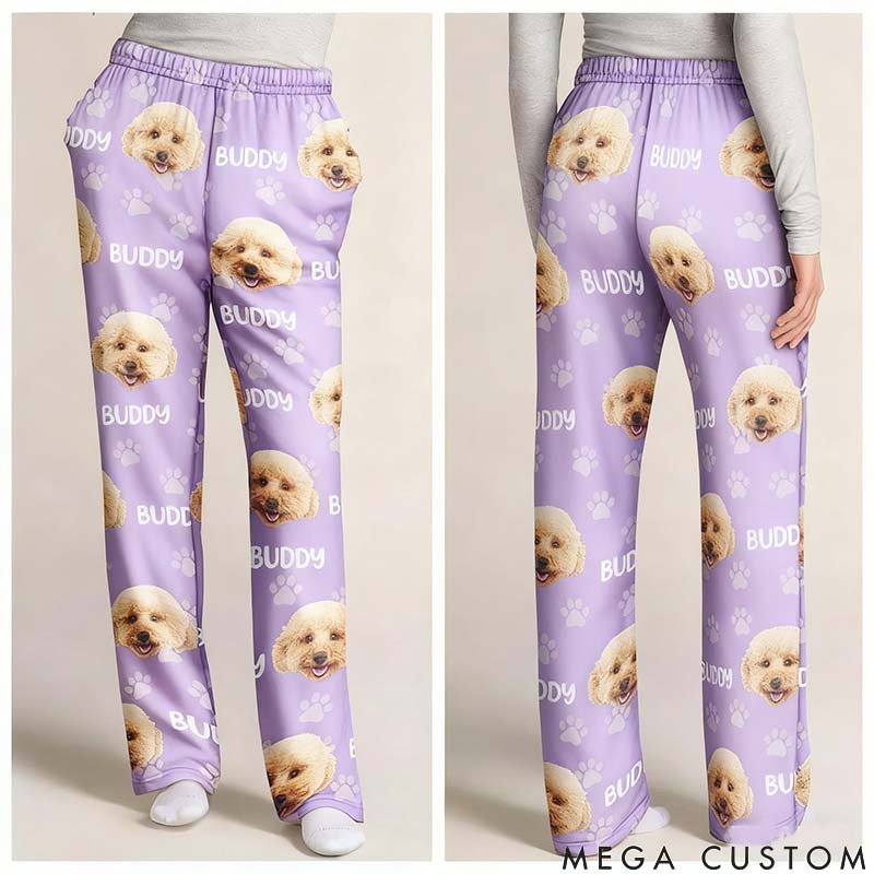 Personalized Pet Custom Photo Funny Pet Face Pattern Dog Cat Family Pajamas