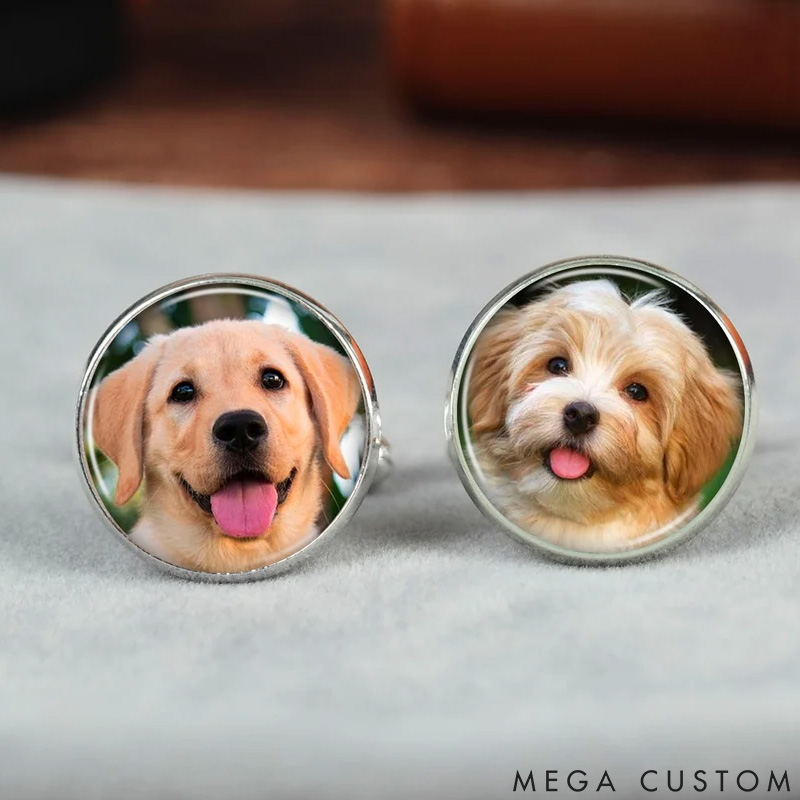 Personalized Pet Lover Accessories Featuring Your Pet's Picture Perfect Gift for Pet Lovers Cufflinks