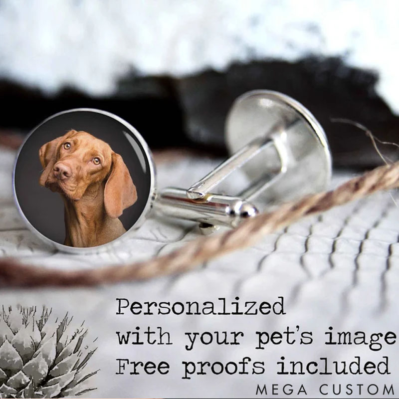 Personalized Pet Lover Accessories Featuring Your Pet's Picture Perfect Gift for Pet Lovers Cufflinks