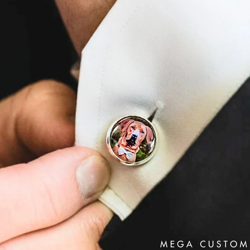 Personalized Pet Lover Accessories Featuring Your Pet's Picture Perfect Gift for Pet Lovers Cufflinks