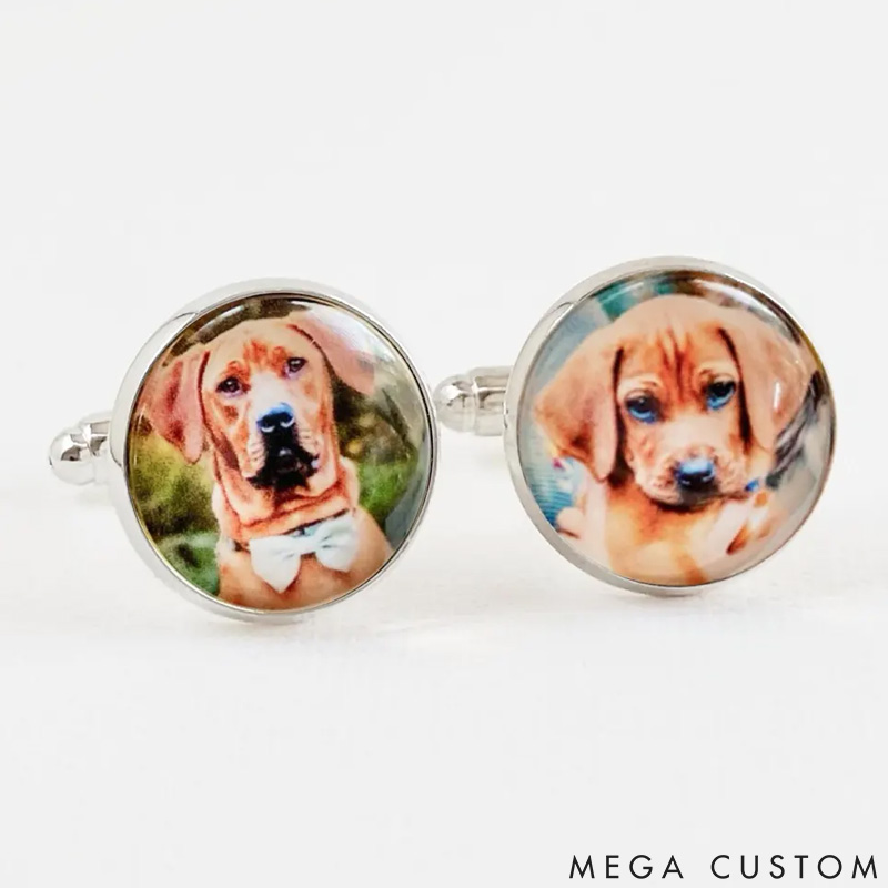 Personalized Pet Lover Accessories Featuring Your Pet's Picture Perfect Gift for Pet Lovers Cufflinks