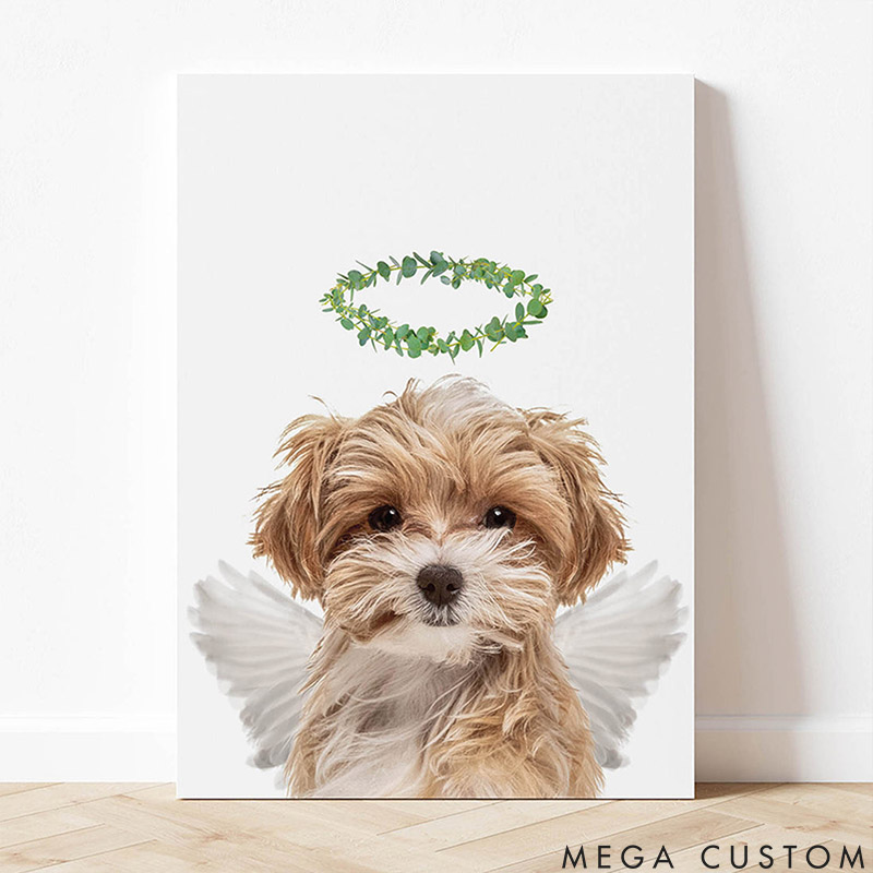 Personalized Pet Lover Angel Leaf Pet Portrait