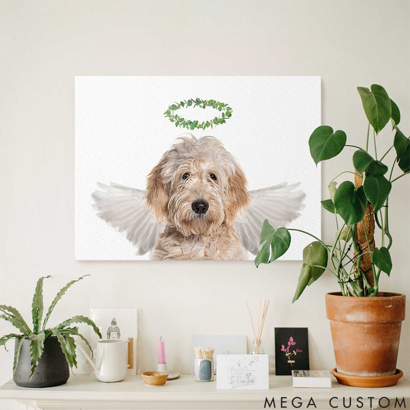 Personalized Pet Lover Angel Leaf Pet Portrait