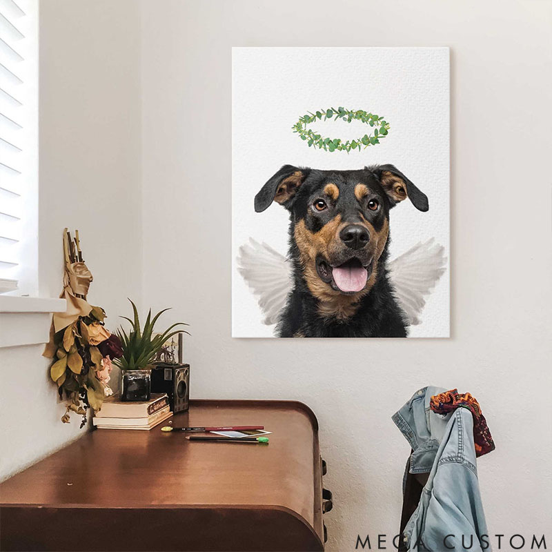 Personalized Pet Lover Angel Leaf Pet Portrait