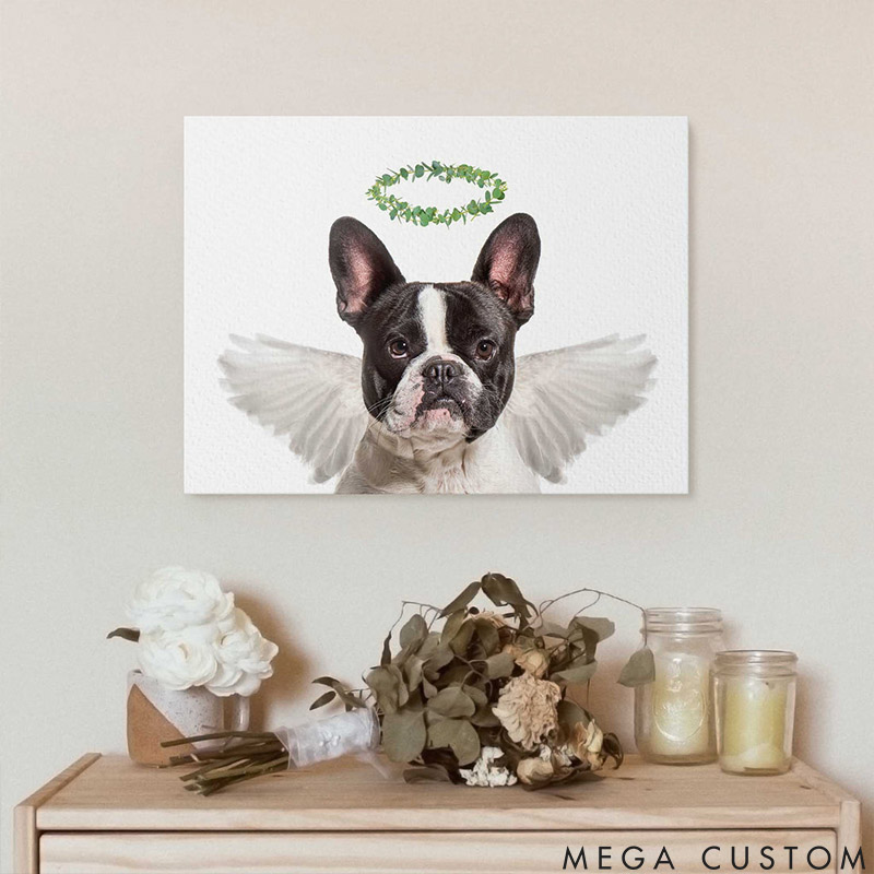 Personalized Pet Lover Angel Leaf Pet Portrait